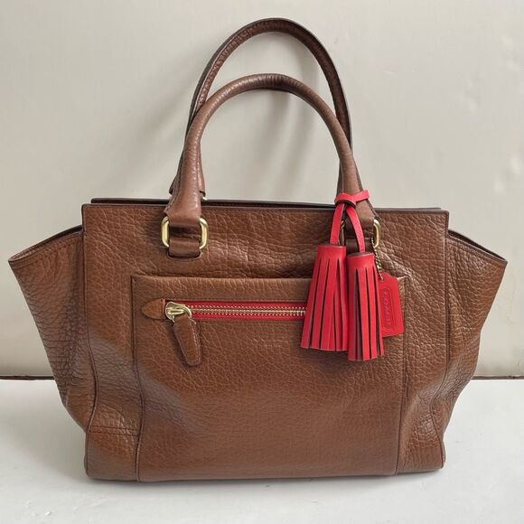 Coach Legacy Textured Leather Medium Candace Carryall Tote Brown Carnelian - Picture 12 of 13
